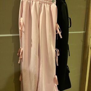 Women's Wide Leg sweat Pants in Pink and Black